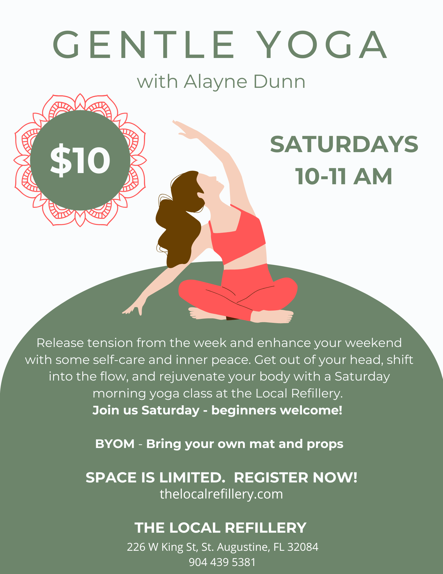 Gentle Yoga with Alayne Dunn Saturdays from 10:00-11:00am – The Local  Refillery
